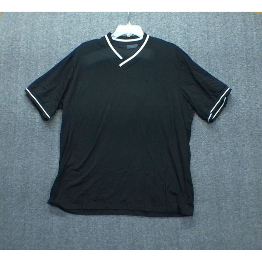 Zhelin Womens XL Shirt Black Stretch Short Sleeve Stripe Collar Sleeve - READ